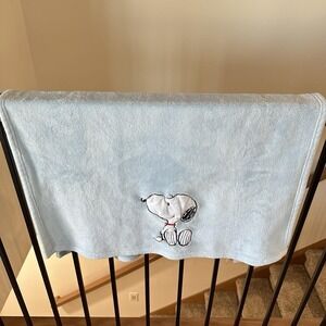 Blue Snoopy Baby‎ Blanket Peanuts Plush Fleece Dog Lambs & Ivy Bedtime Originals